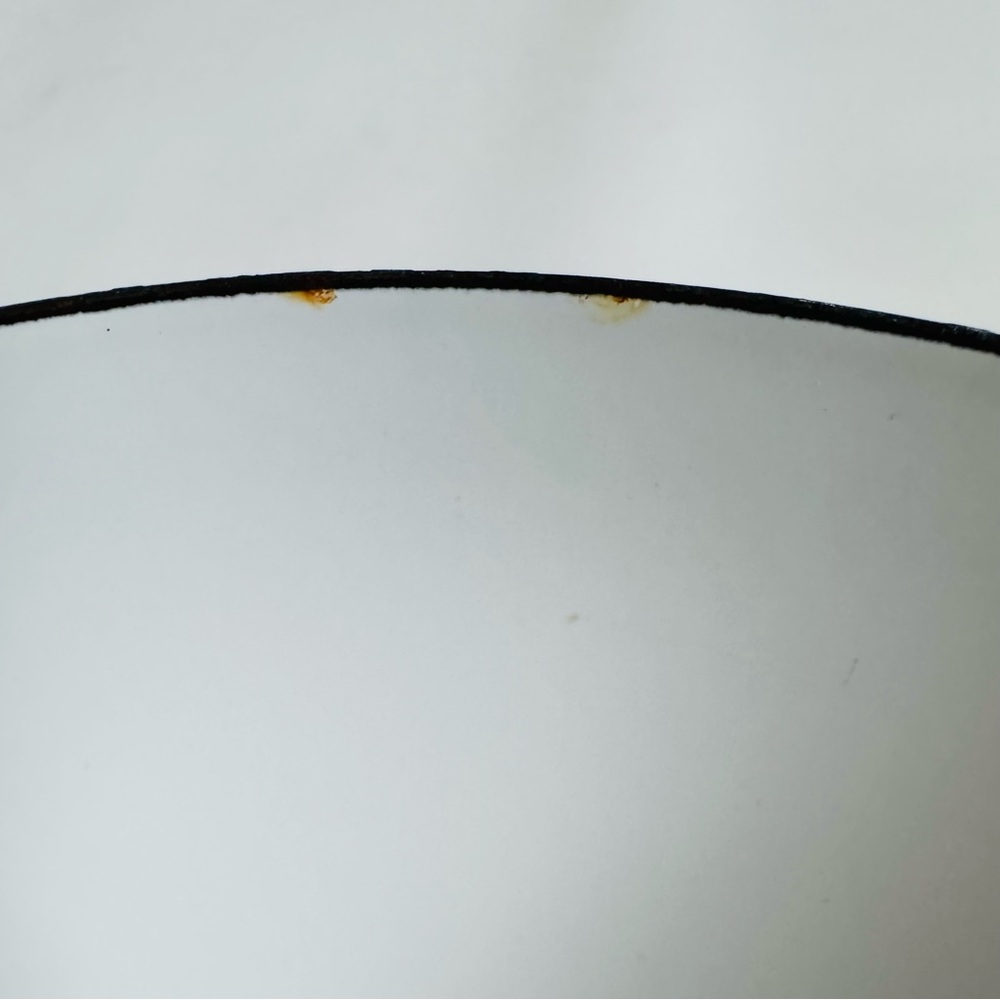 Vintage Cathrineholm Norway Enamelware 8″ Lotus Bowl  - Mustard Yellow & White - Picture 14 of 16